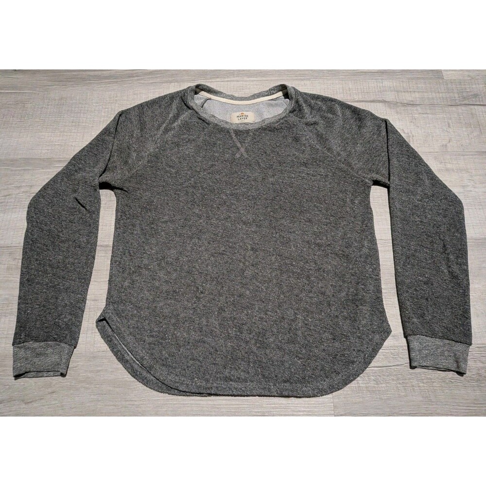 Marine Layer Women’s Sweatshirt Gray Terry Cloth Crew Neck Pullover Size XS